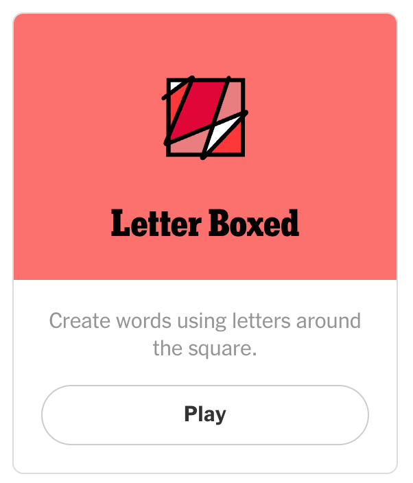 NYT Letter Boxed Main Page